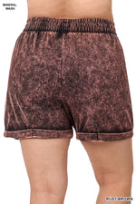 Load image into Gallery viewer, Plus Acid Wash Drawstring Shorts With Pockets
