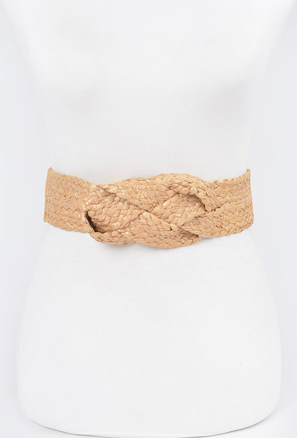 Khaki woven elastic belt for summer outfits 