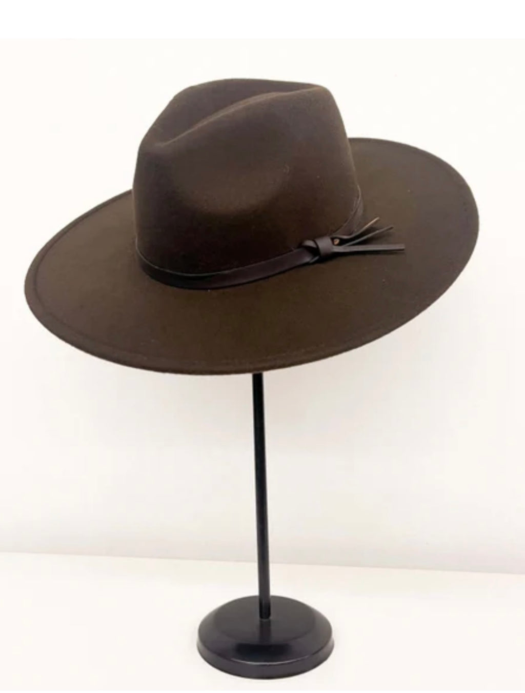 Unisex Brown fedora hat with faux leather trim 