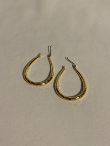 Brass Hollow Oval Hoop Earrings