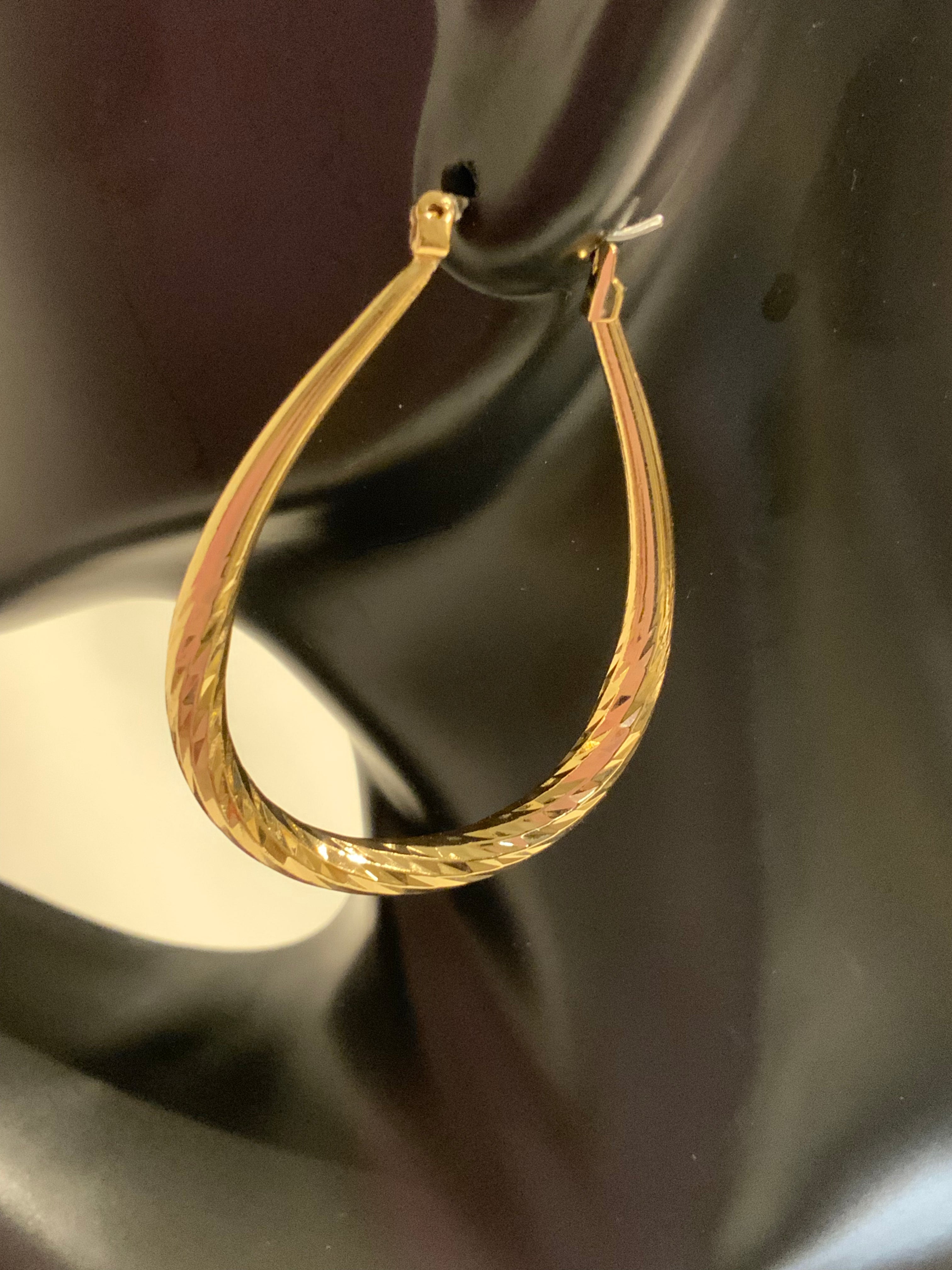 Brass Hollow Oval Hoop Earrings