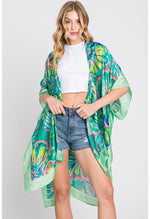 Load image into Gallery viewer, Green floral print loose fit summer kimono
