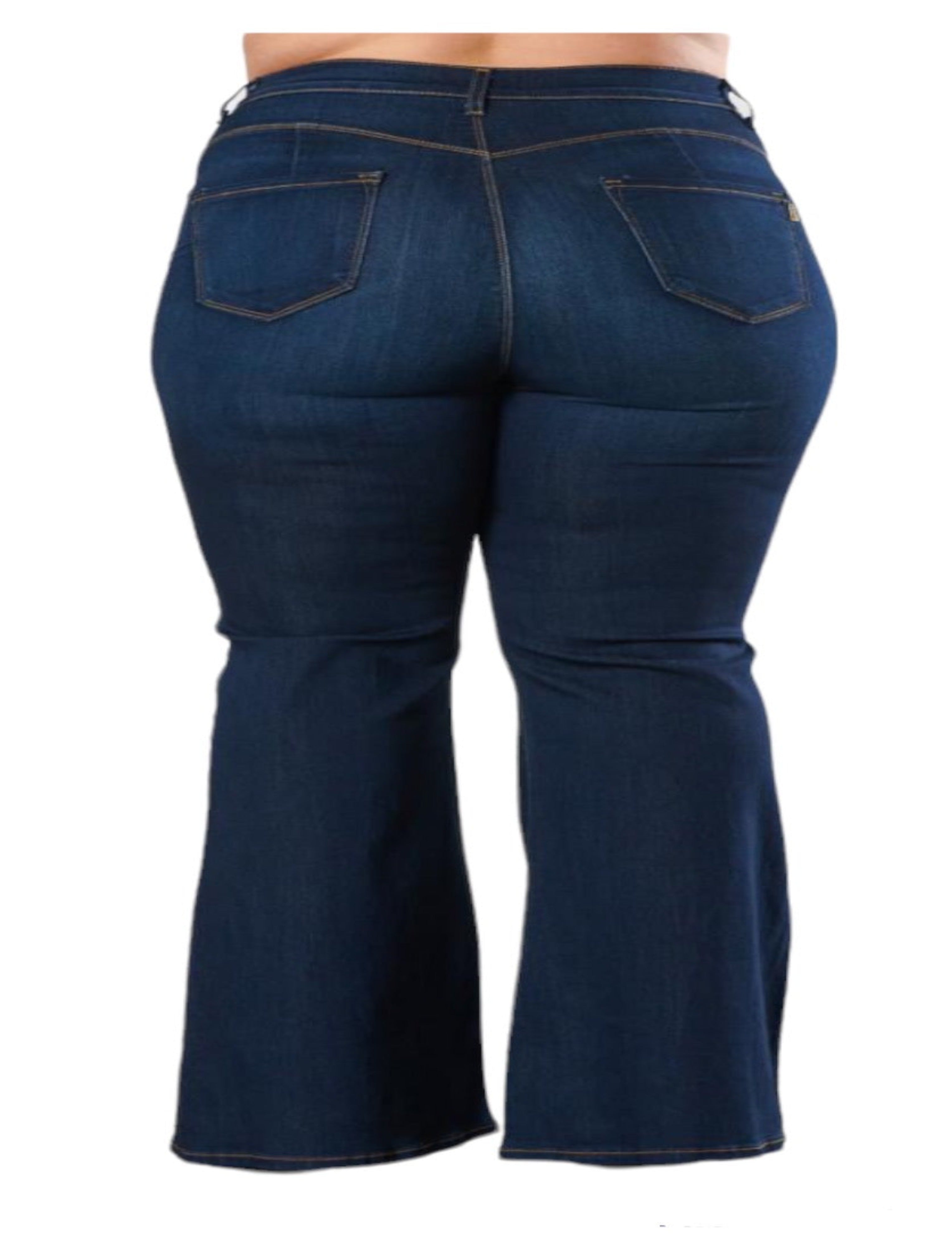 Ladies Dark Wash Flare Wide Leg And Bell Bottom Jeans