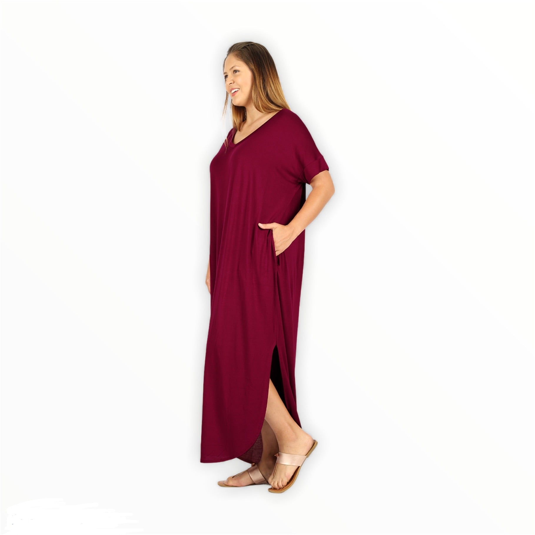 plus size maxi dress with plockets - Iconic Style Shop